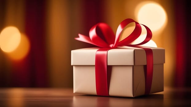 gift box wrapped with red ribbon, generative ai. High quality photo