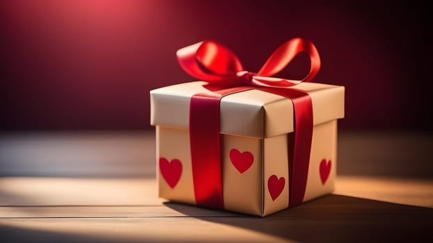 gift box wrapped with red ribbon, generative ai. High quality photo