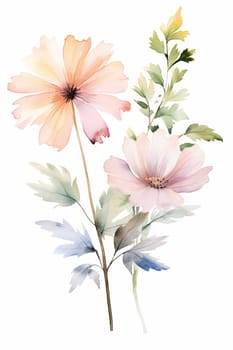 Two delicate watercolor flowers with soft pastel tones.