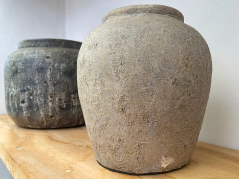 Beautiful antique pottery as part of interior house decoration good for multimedia background from java indonesia