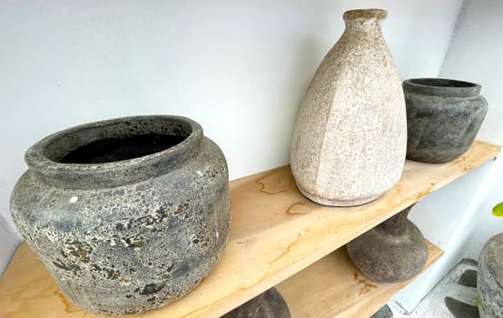 Beautiful antique pottery as part of interior house decoration good for multimedia background from java indonesia