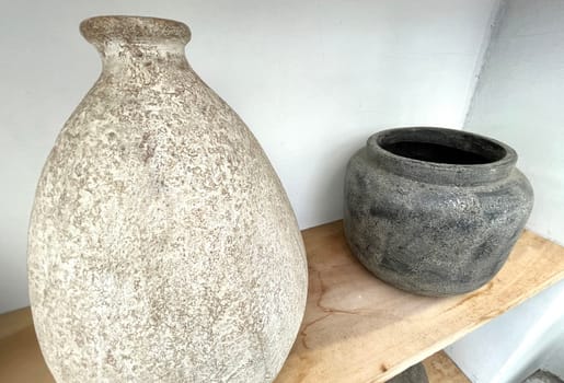 Beautiful antique pottery as part of interior house decoration good for multimedia background from java indonesia