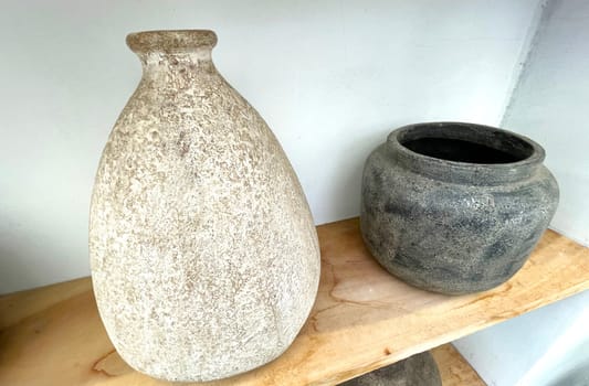 Beautiful antique pottery as part of interior house decoration good for multimedia background from java indonesia