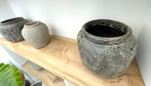 Beautiful antique pottery as part of interior house decoration good for multimedia background from java indonesia