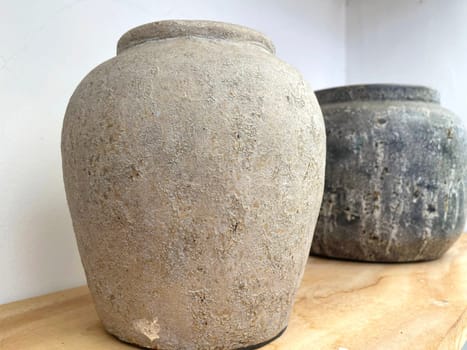 Beautiful antique pottery as part of interior house decoration good for multimedia background from java indonesia