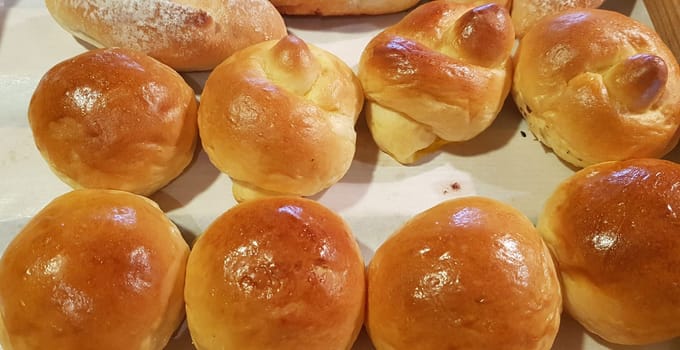 Fresh Baked soft bread rolls and hard bread rolls. Warm Fresh Buttery Rolls. good for your multimedia content background and restaurant menu