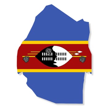 An Eswatini Swaziland flag map on white background with clipping path 3d illustration