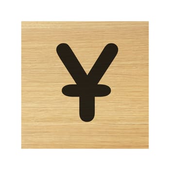 A Yuan wood block on white with clipping path