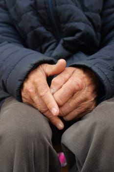 close up of hands of a elderly person ,