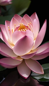 Beautiful pink waterlily or lotus flower in pond for your content creation