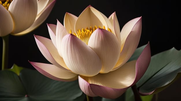 Beautiful pink waterlily or lotus flower in pond for your content creation