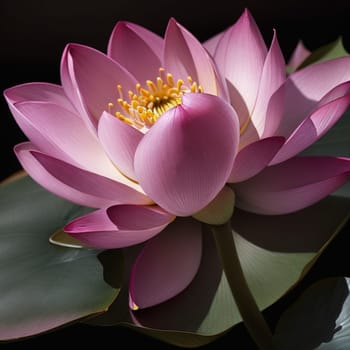 Beautiful pink waterlily or lotus flower in pond for your content creation