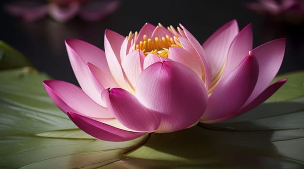 Beautiful pink waterlily or lotus flower in pond for your content creation