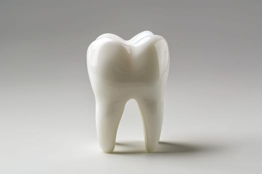 The tooth model is in front of a isolated background. Copy space, generative ai.