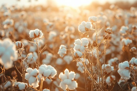 Cotton buds in the field. Farmland Generative AI.