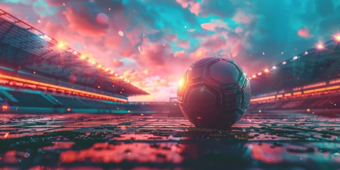 Football on world tournament for banner. champion tournament banner. Generative AI.