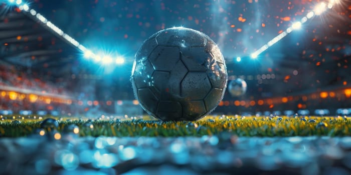 Football on world tournament for banner. champion tournament banner. Generative AI.