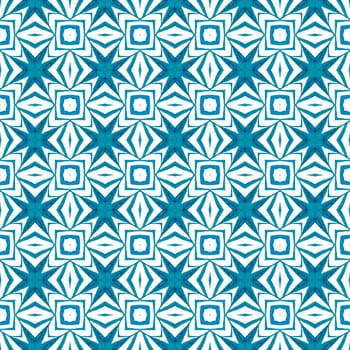 Watercolor ikat repeating tile border. Blue outstanding boho chic summer design. Ikat repeating swimwear design. Textile ready cool print, swimwear fabric, wallpaper, wrapping.