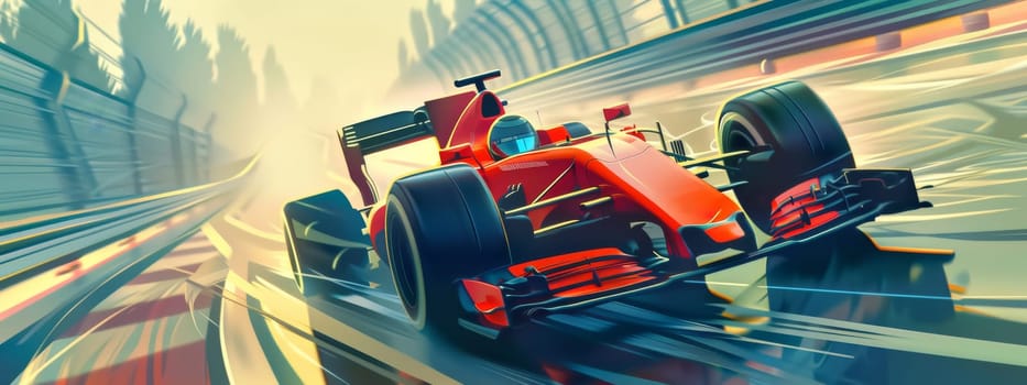 Formula F1 with a motion blurred background, motosport concept