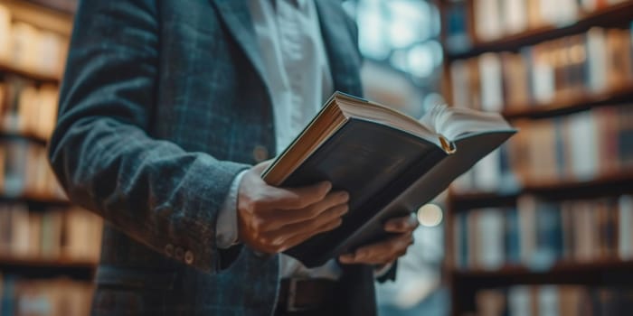 A lawyer in a suit is writing in a book.