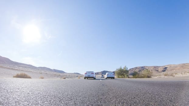 HWY 15, California, USA-December 3, 2022-Embarking on a road trip from Nevada to California, driving on Highway 15 during the day offers scenic views and an exciting journey between states.