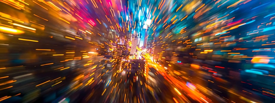 Abstract long exposure of city lights creating dynamic speed trails