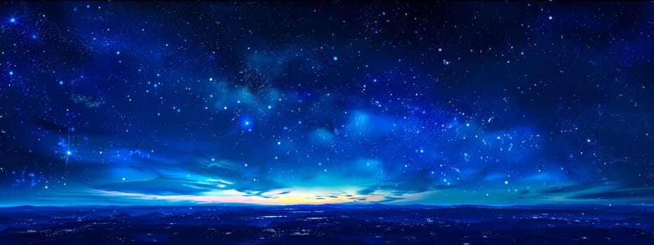 Panoramic view of a night sky bursting with stars above silhouetted mountains
