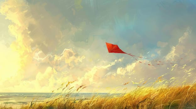Kite float in the light breeze in the sky colors ai