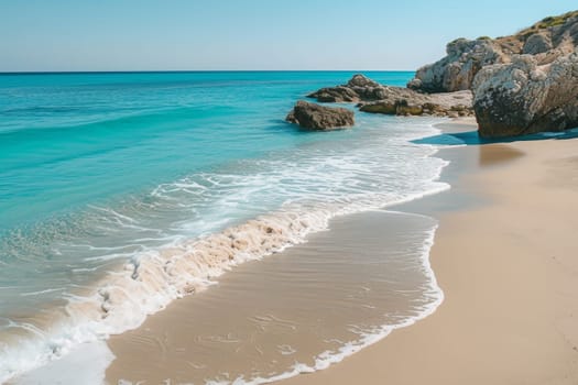 Tropical beach with clear blue water on the islands.