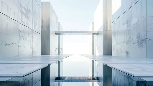 Sleek corridor with a futuristic, infinite perspective in a minimalist architectural design