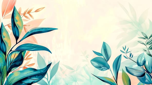 Abstract digital artwork of foliage in gentle pastel colors, suitable for diverse design purposes
