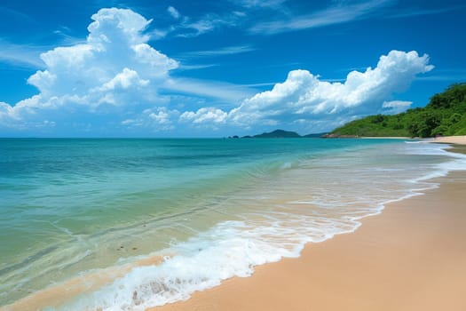 Tropical beach with clear blue water on the islands.