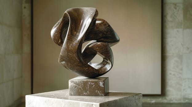 An abstract statue created by a modern sculptor AI