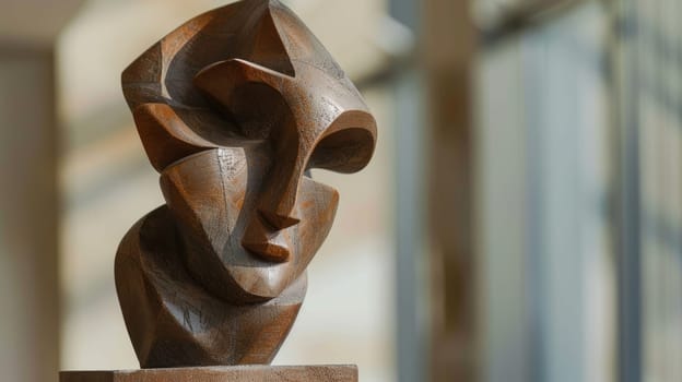 An abstract statue created by a modern sculptor AI