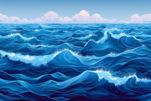 Sea wave pattern. Wallpaper Background. Generative AI.