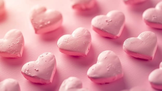 Lots of pink hearts on a pink background. valentine's day.