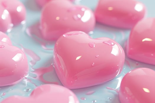 Lots of pink hearts on a pink background. valentine's day.