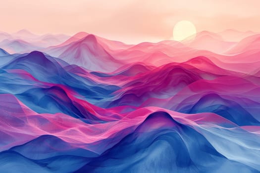 Surreal Pink and Blue Mountainous Landscape. Wallpaper Background Generative AI.