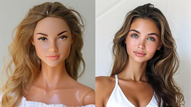 Two dolls with different hair colors and skin tones