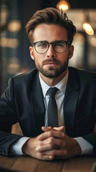 A man in a suit and tie sitting at the table