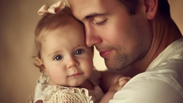 A man holding a baby and smiling at the camera