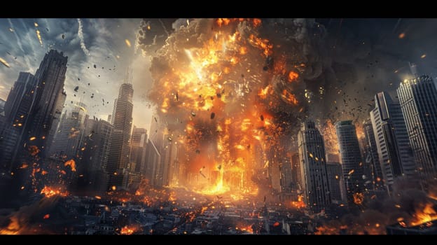 A city is being destroyed by a huge explosion