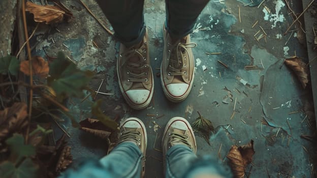Two people standing next to each other wearing converse shoes