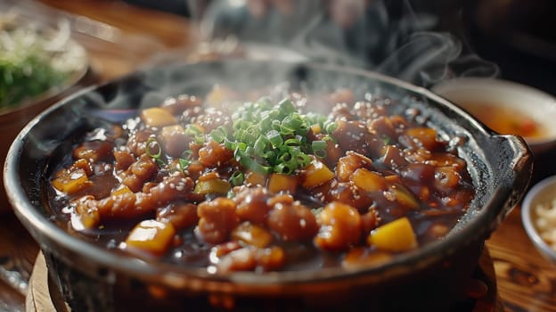 A pot of a stew with meat and vegetables in it