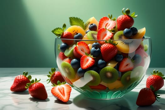 fruit salad with strawberries AI generated image.