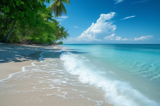 Tropical beach with clear blue water on the islands.