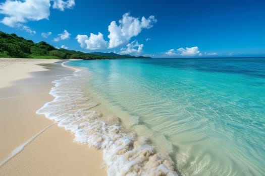 Tropical beach with clear blue water on the islands.