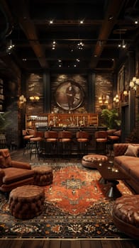 1920s speakeasy with a jazz stage and flapper-inspired decor3D render.