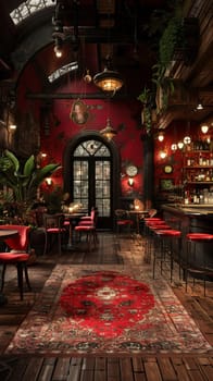 1920s speakeasy with a jazz stage and flapper-inspired decor3D render.