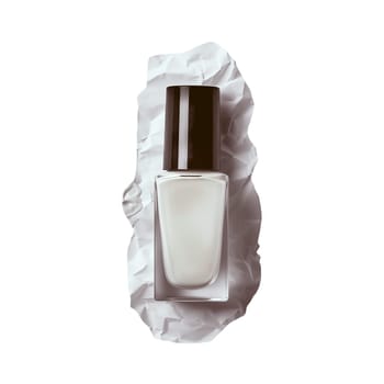 Glass bottle with white nail polish cut out ai generated sticker